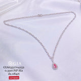 GIA Pink Pear-Cut Diamond Halo Necklace – 0.32ct Fancy Pink, 2.08ct Diamond Chain